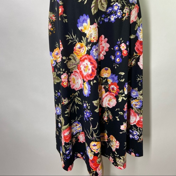 Vintage 70s SunDress Floral Black Print Halter Top Built In Bra Midi Cottage S - Picture 4 of 9